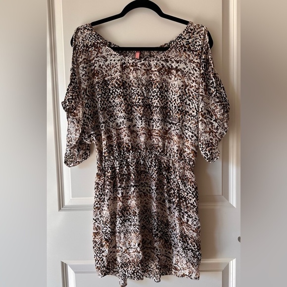 Eight Sixty Dress Tunic Animal Print brown/black tie waist Size L Snake Print - Picture 5 of 9